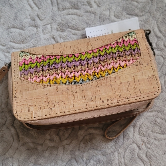 Vegan leather cork and raphia wallet - Picture 3 of 15